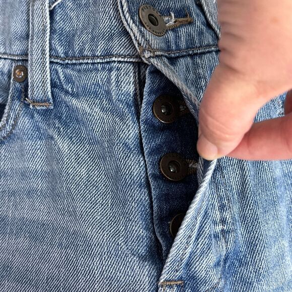 Pistola Charlie High Rise Straight Leg Jeans Size 25 Raw Hem Tonal Tuxedo Stripe - Picture 12 of 12